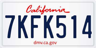 CA license plate 7KFK514