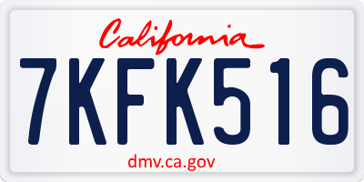 CA license plate 7KFK516