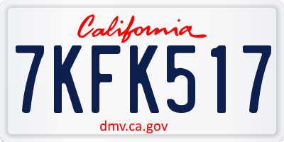 CA license plate 7KFK517
