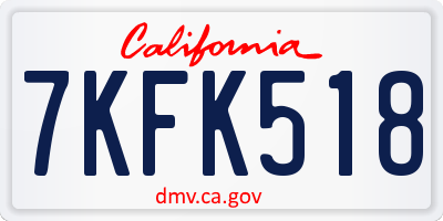 CA license plate 7KFK518