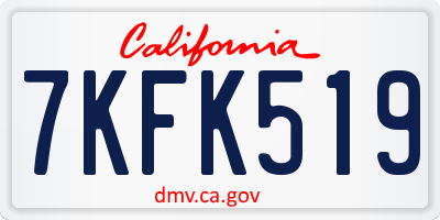 CA license plate 7KFK519