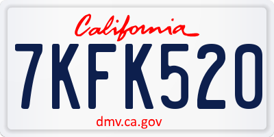 CA license plate 7KFK520