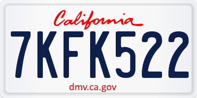 CA license plate 7KFK522