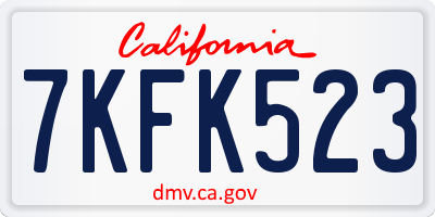 CA license plate 7KFK523