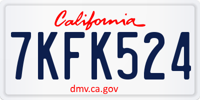 CA license plate 7KFK524