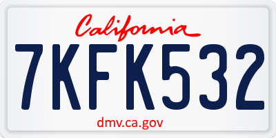 CA license plate 7KFK532