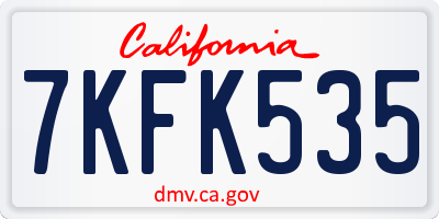 CA license plate 7KFK535