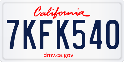 CA license plate 7KFK540