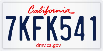 CA license plate 7KFK541
