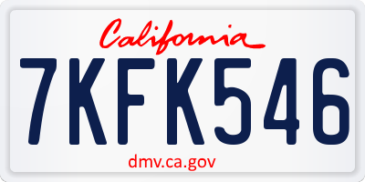 CA license plate 7KFK546