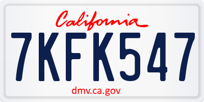 CA license plate 7KFK547