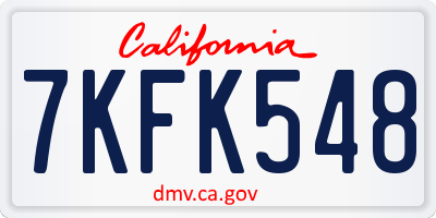 CA license plate 7KFK548