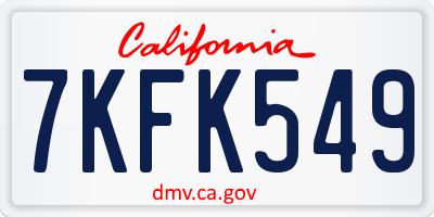 CA license plate 7KFK549
