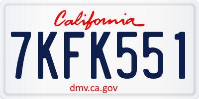 CA license plate 7KFK551