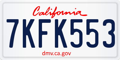CA license plate 7KFK553