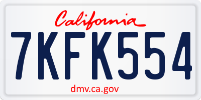 CA license plate 7KFK554