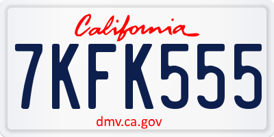 CA license plate 7KFK555
