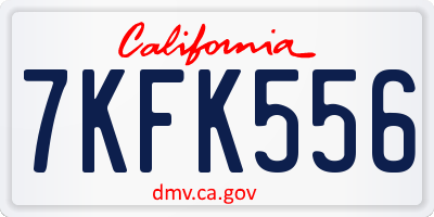 CA license plate 7KFK556