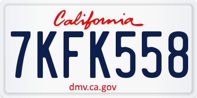 CA license plate 7KFK558