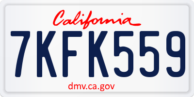 CA license plate 7KFK559