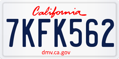 CA license plate 7KFK562