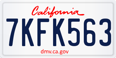 CA license plate 7KFK563