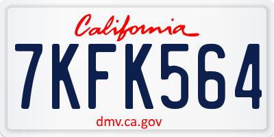 CA license plate 7KFK564