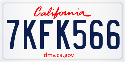CA license plate 7KFK566