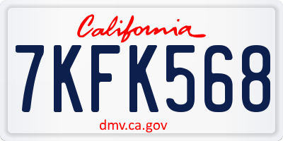 CA license plate 7KFK568