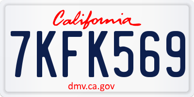 CA license plate 7KFK569