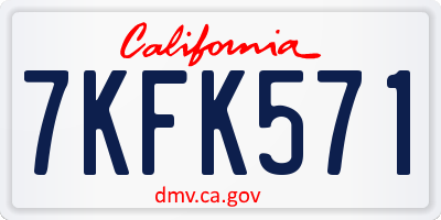 CA license plate 7KFK571