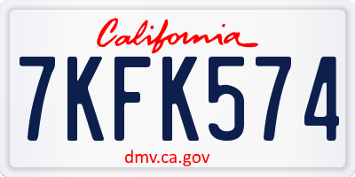 CA license plate 7KFK574