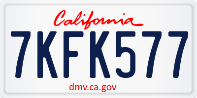CA license plate 7KFK577