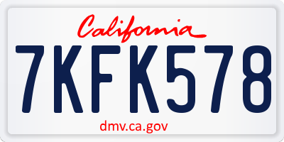 CA license plate 7KFK578