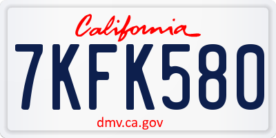 CA license plate 7KFK580