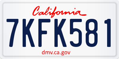 CA license plate 7KFK581
