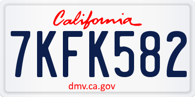 CA license plate 7KFK582