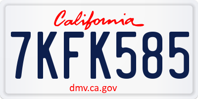 CA license plate 7KFK585
