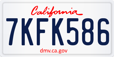CA license plate 7KFK586