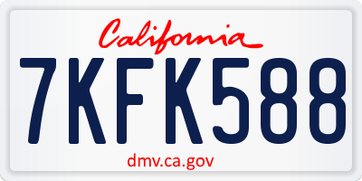 CA license plate 7KFK588