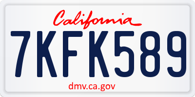 CA license plate 7KFK589