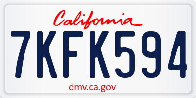 CA license plate 7KFK594