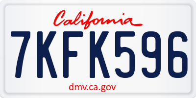 CA license plate 7KFK596