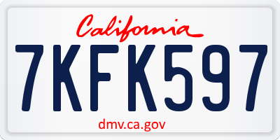CA license plate 7KFK597