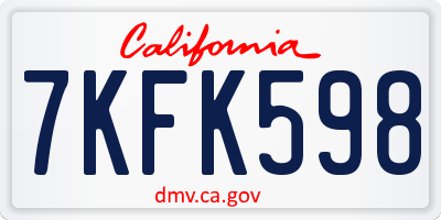 CA license plate 7KFK598
