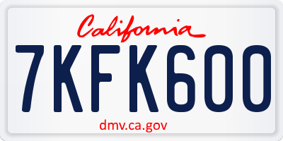 CA license plate 7KFK600