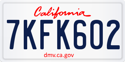 CA license plate 7KFK602