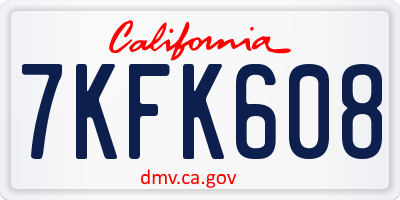 CA license plate 7KFK608