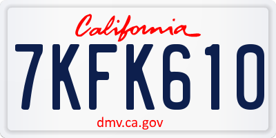 CA license plate 7KFK610