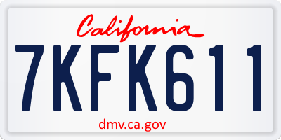 CA license plate 7KFK611